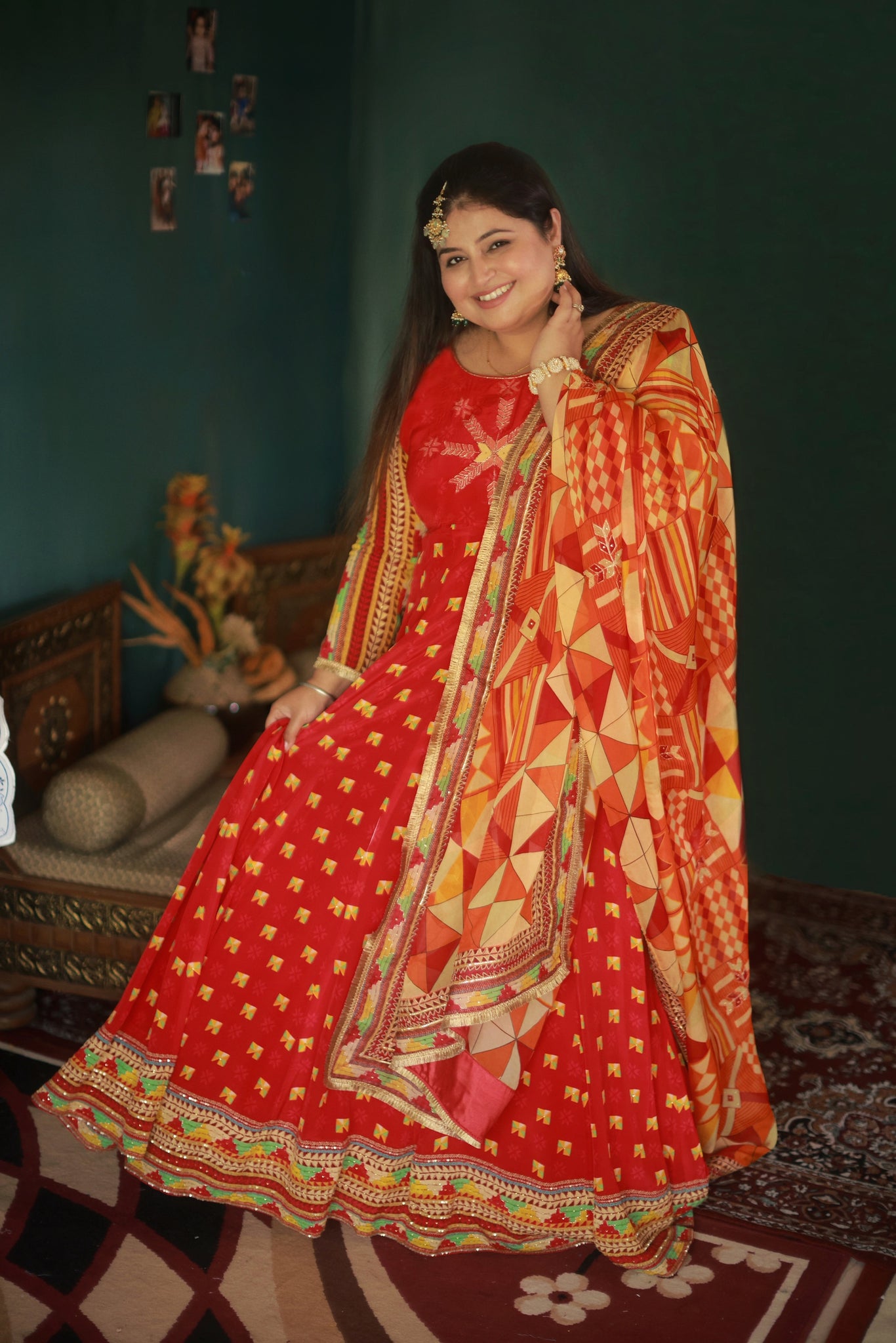 Traditional Phulkari Anarkali Suit for Festive and Party Wear