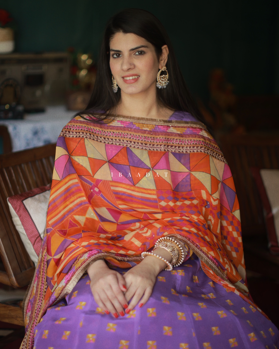 Traditional Phulkari Inspired Anarkali Lehenga Choli