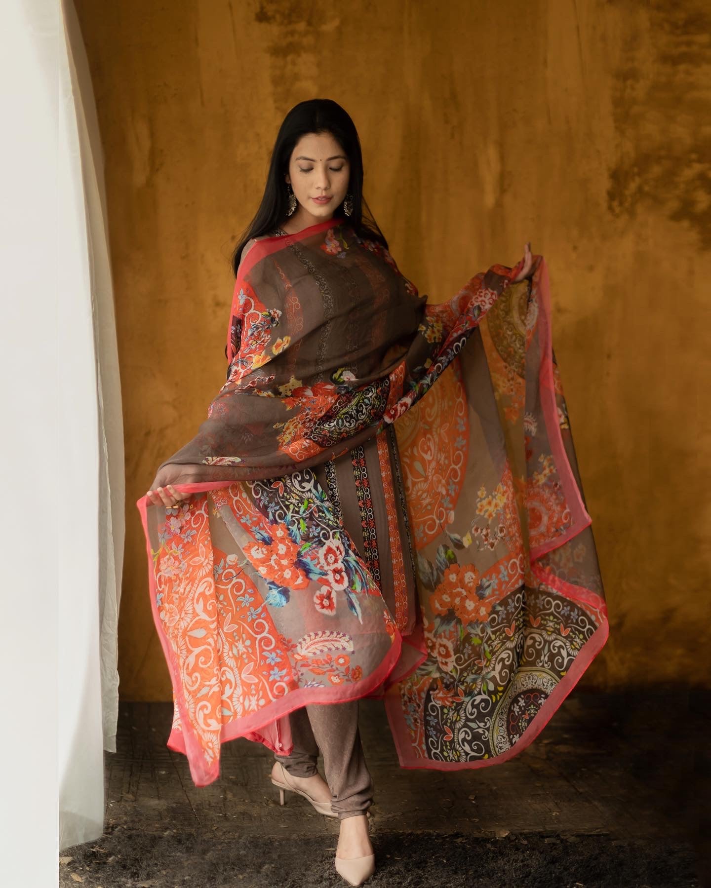 Viscose Georgette Rangrez Suit with Organza Dupatta