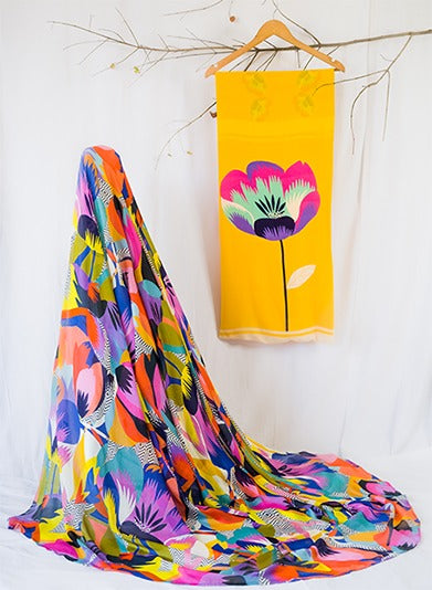 Yellow floral cotton salwar suit from the Tulip collection